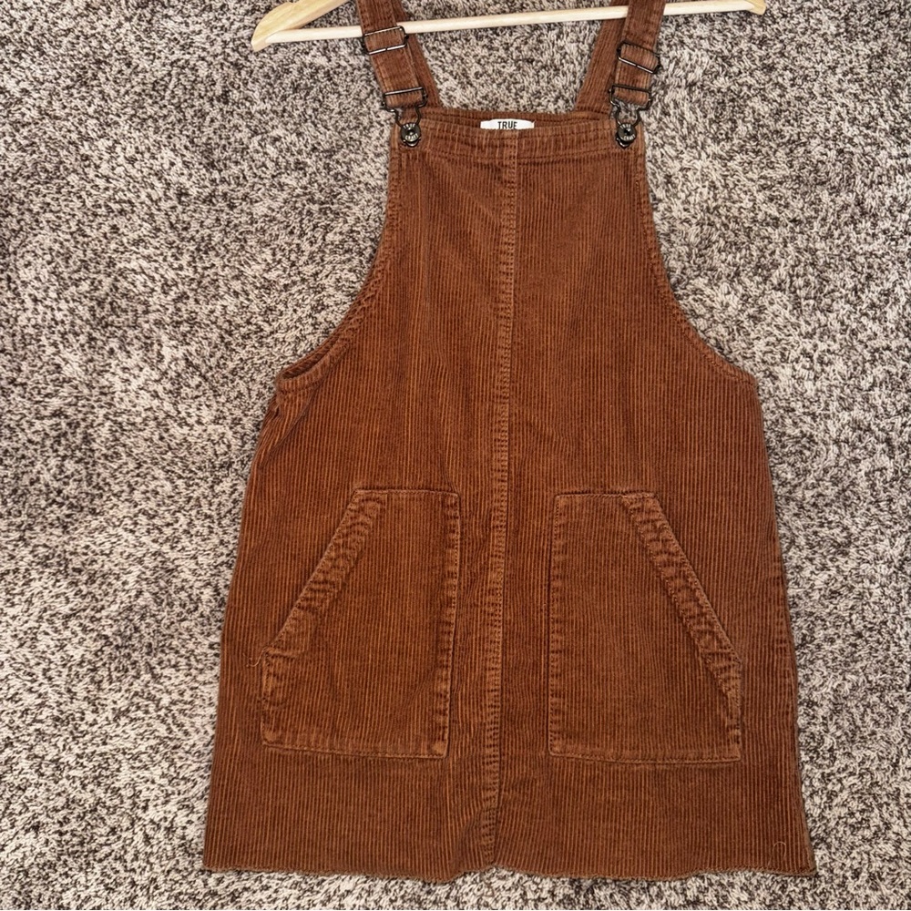 True Craft | Brown Corduroy Overall Dress | 16